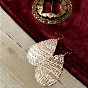 White & Gold Snakeskin Earrings